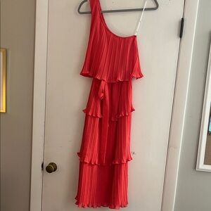 Lulu's Vibrant Coral Pleated Dress